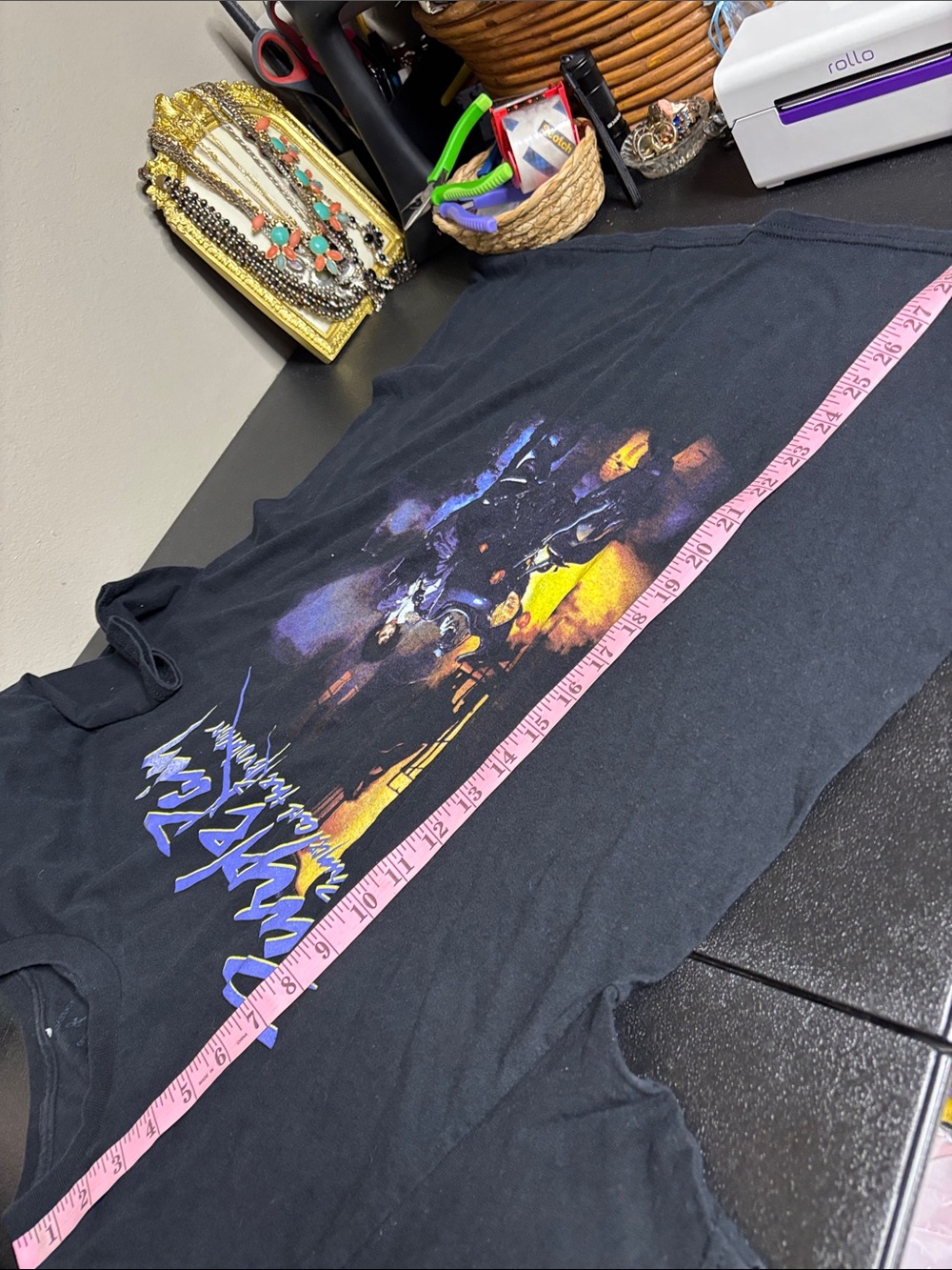 Prince Purple Rain Black Graphic Tee Purple and Yellow Artwork Band Tshirt XL - Picture 5 of 7